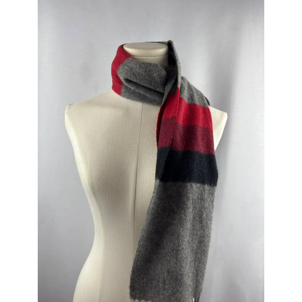 Women’s Carl Michaels Grey, Blue, Red, & Purple Wool Tasseled Scarf Gray - Image 4