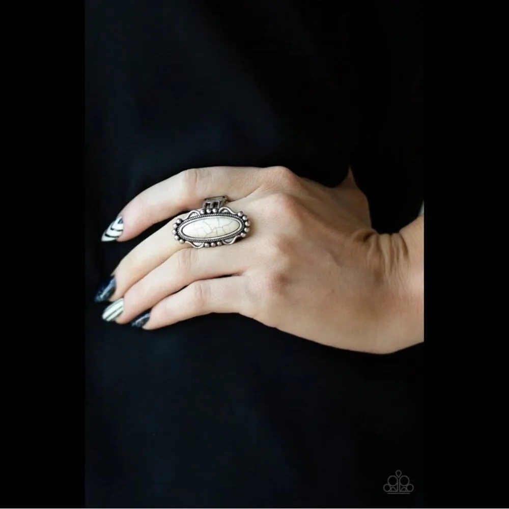 Paparazzi ♥ White Stretch Ring - Image 2
