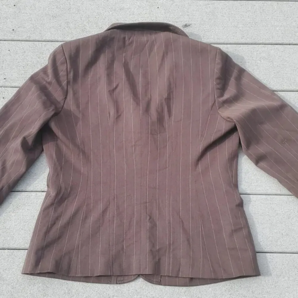 Rafaella  Padded Shoulder Pinstripe Blazer Jacket - Image 9