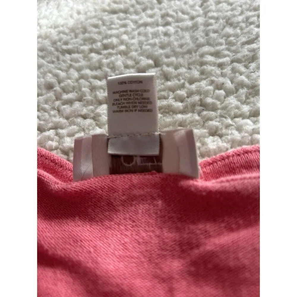 LOFT Ann Taylor  Short Sleeve Round Neck Button Down Knit Top Pink Sz XS - Image 4