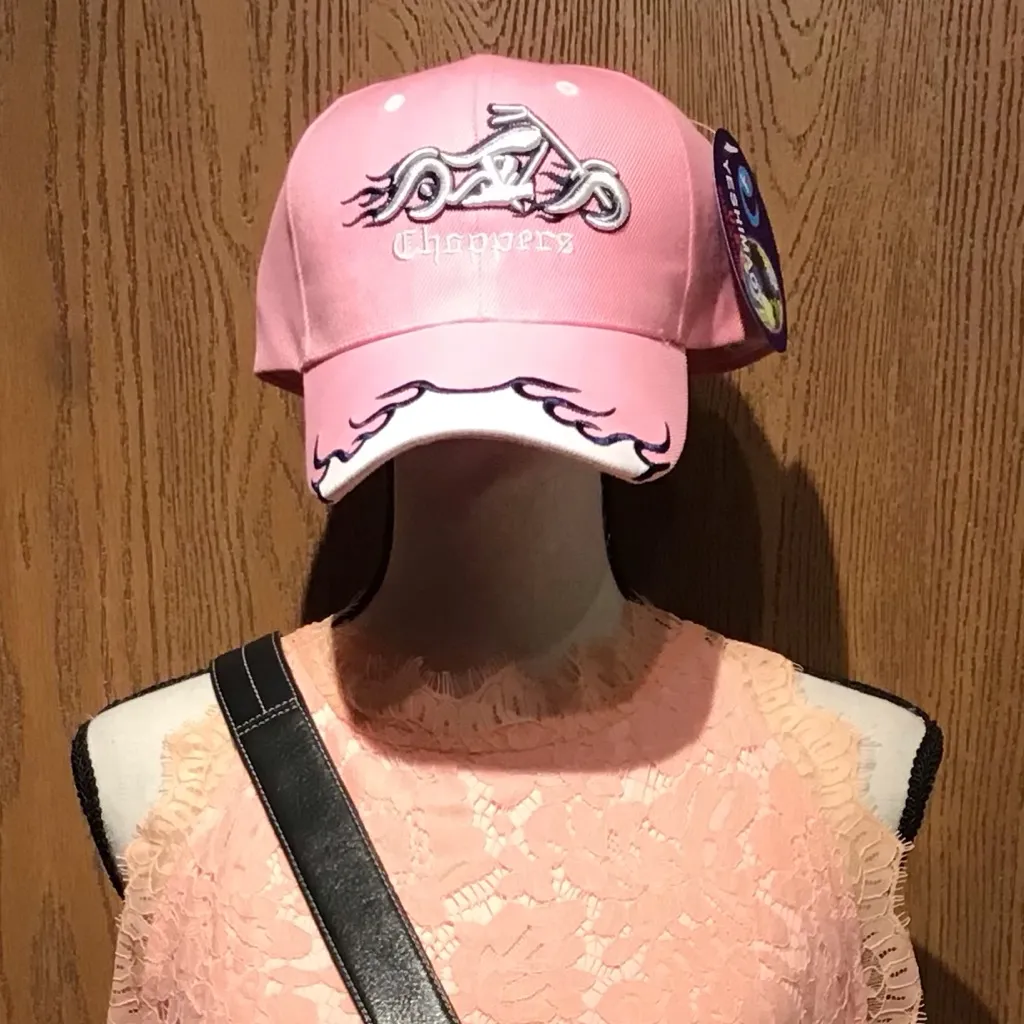 Pink Choppers Cap with Embroidered Flames NWT - Image 2