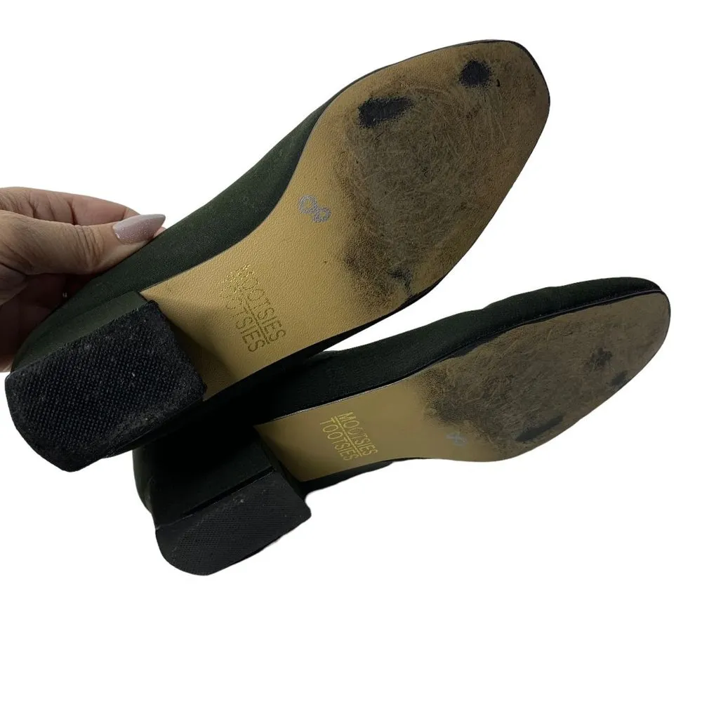 Vintage Mootsies Tootsies Low Slip Ons 6m Dark Green Strappy Block Heel - Image 6