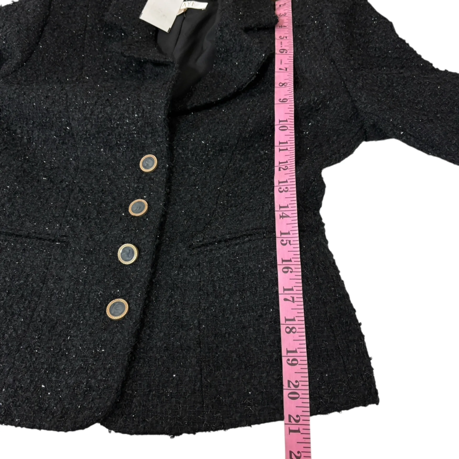 WAYF Callie Metalllic Black textured Tweed Jacket XS - Image 9