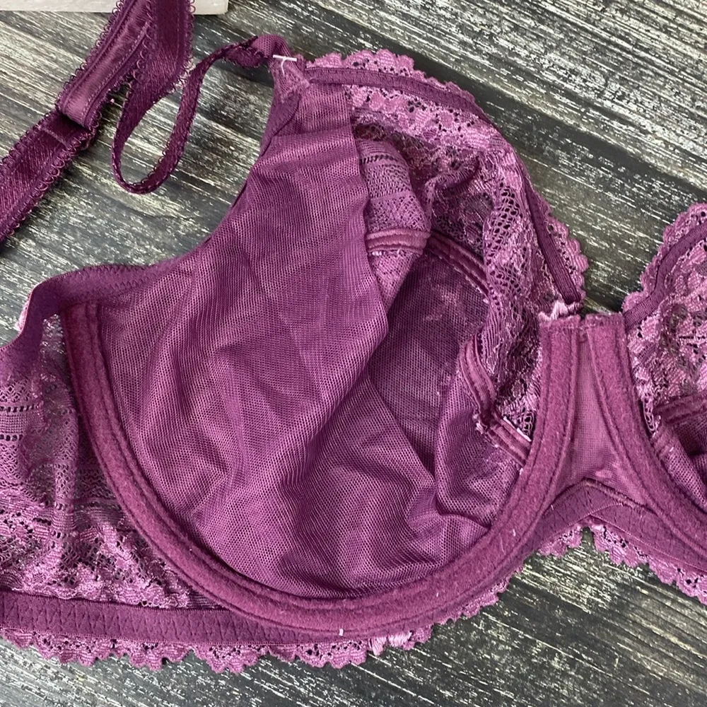 Wacoal Purple Lace Underwire Unlined 65191 Bra 38DD - Image 4