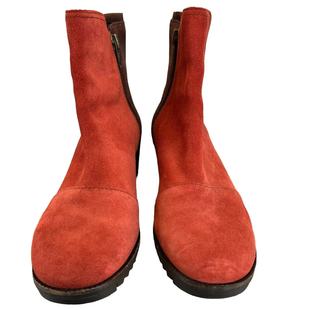 Sorel Cate Booties Suede Leather Carnelian Red Size 6 Waterproof Two-Tone Casual - Image 6