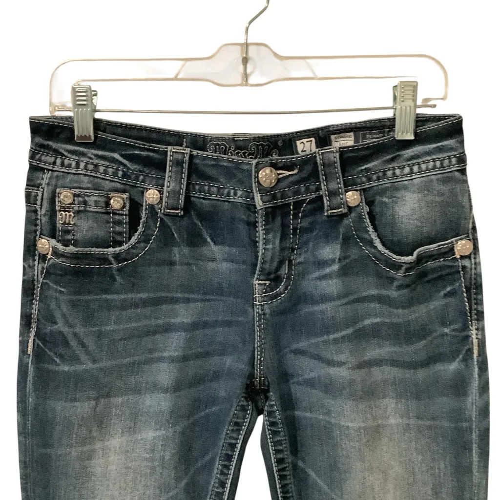 Miss Me Dark Blue Embellished Jeans WORN ONCE Size 27”x31” - Image 6