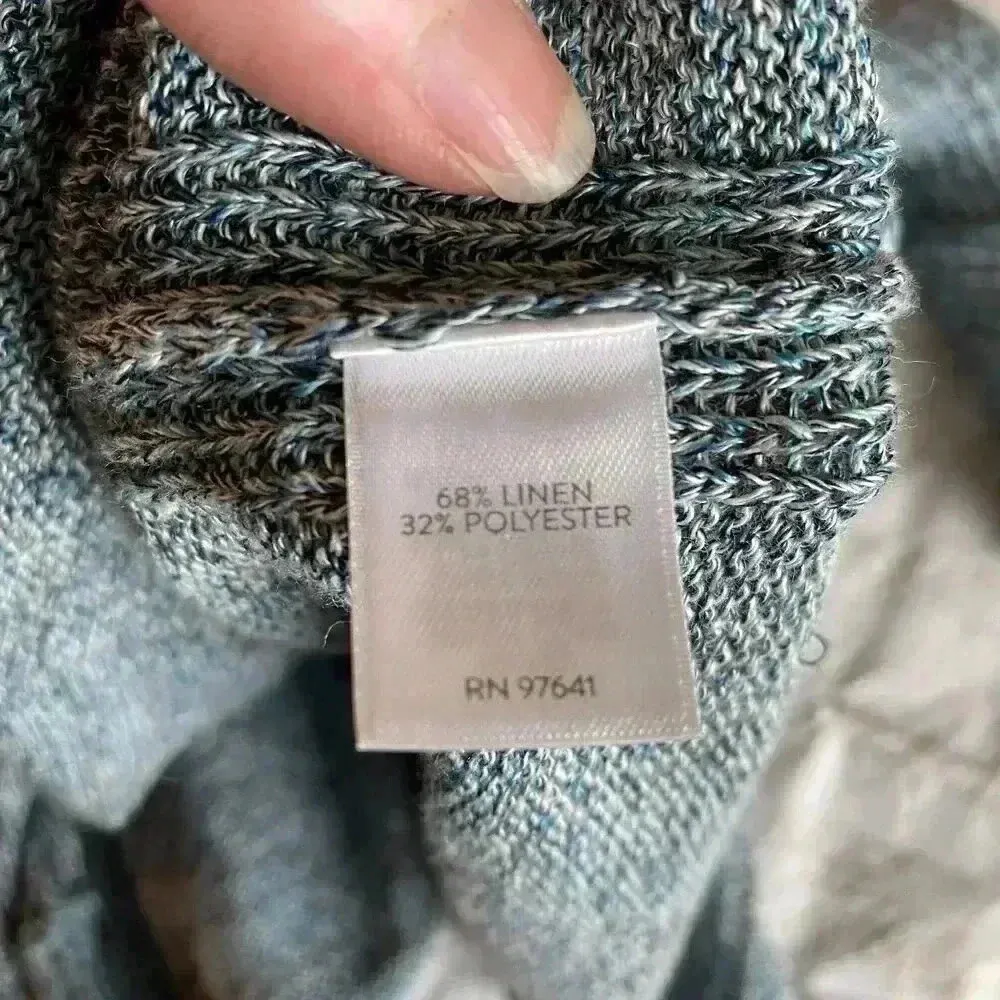 J. JILL PURE JILL Linen Blend Knit Ribbed Sleeve Sweater Beachy Coastal Size XS Blue - Image 5