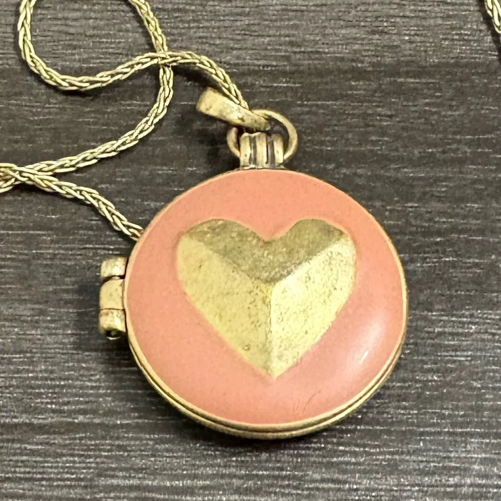 Lucky Brand Peach Heart Locket Necklace - Image 4