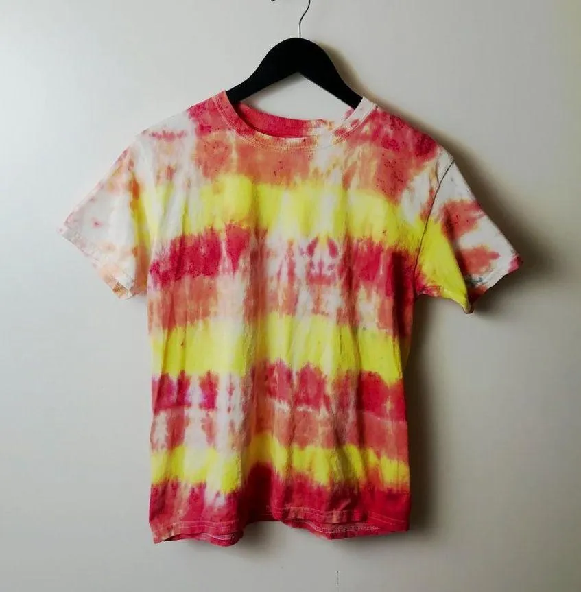 Tie Dye T Shirt Top Festival Short Sleeve Cotton Hippie Trendy Logo Womens S/M - Image 7