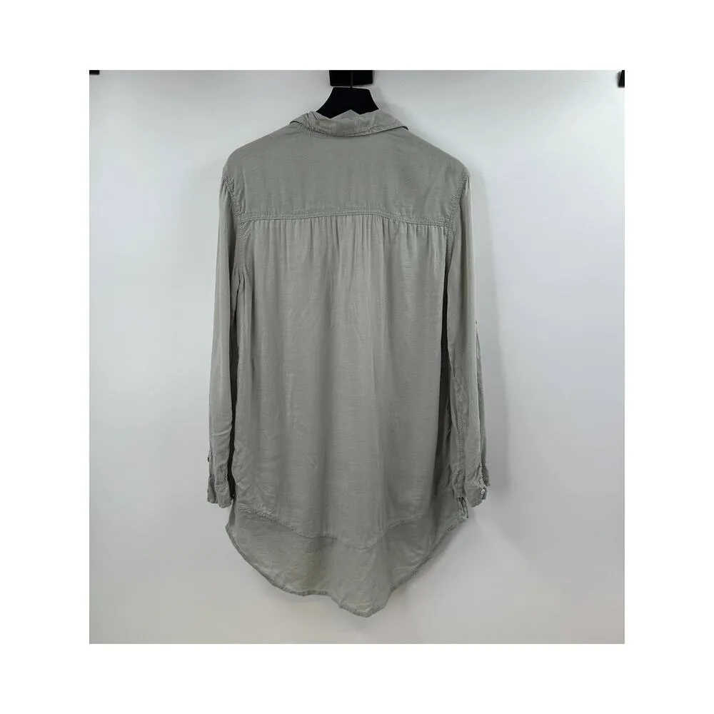Anthropology Holding Horses Sun washed Sage Green Tunic Blouse Size Medium - Image 8