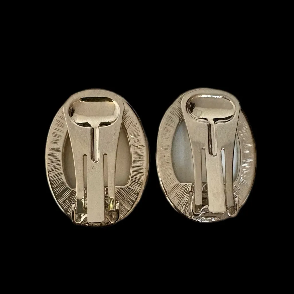 Kenneth Jay Lane Blue Oval Earrings - Image 3