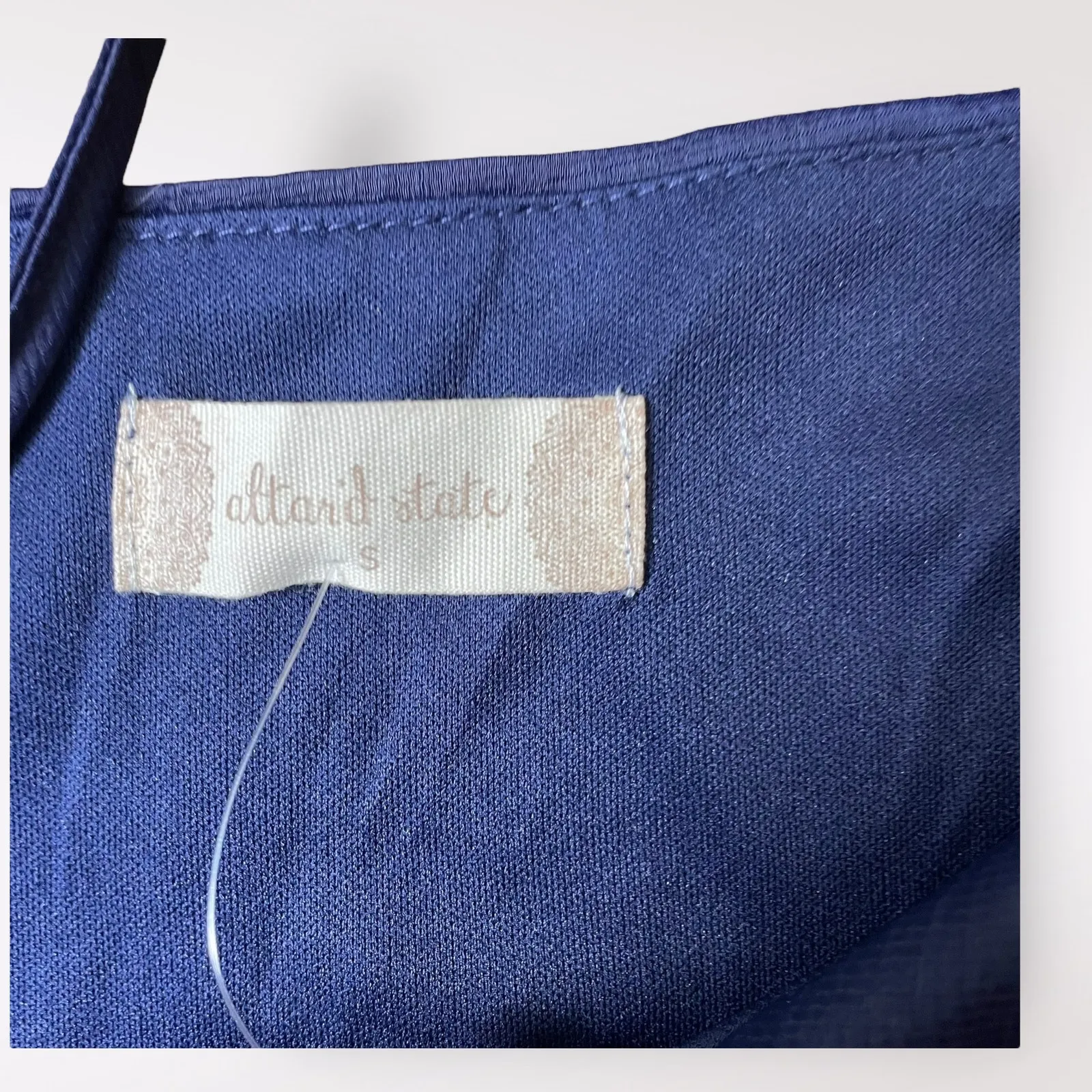 Altar’d State Navy Blue Satin Ruffled V - Image 3