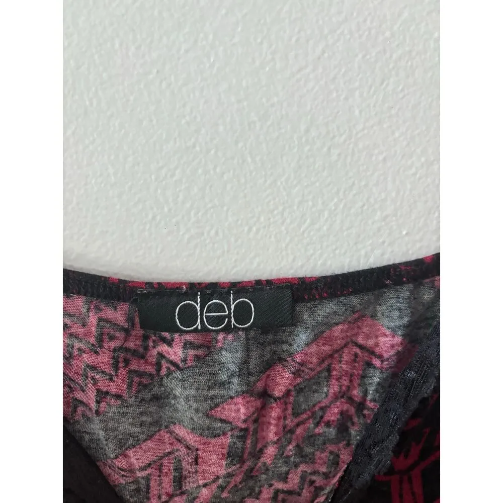 Vintage Deb Womens Y2K Babydoll Cami Size Medium Red Black Lace Trim Whimsigoth - Image 3