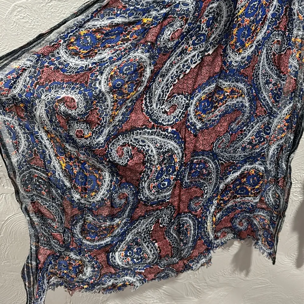 J Crew Paisley Print Linen Blend Scarf - Image 3