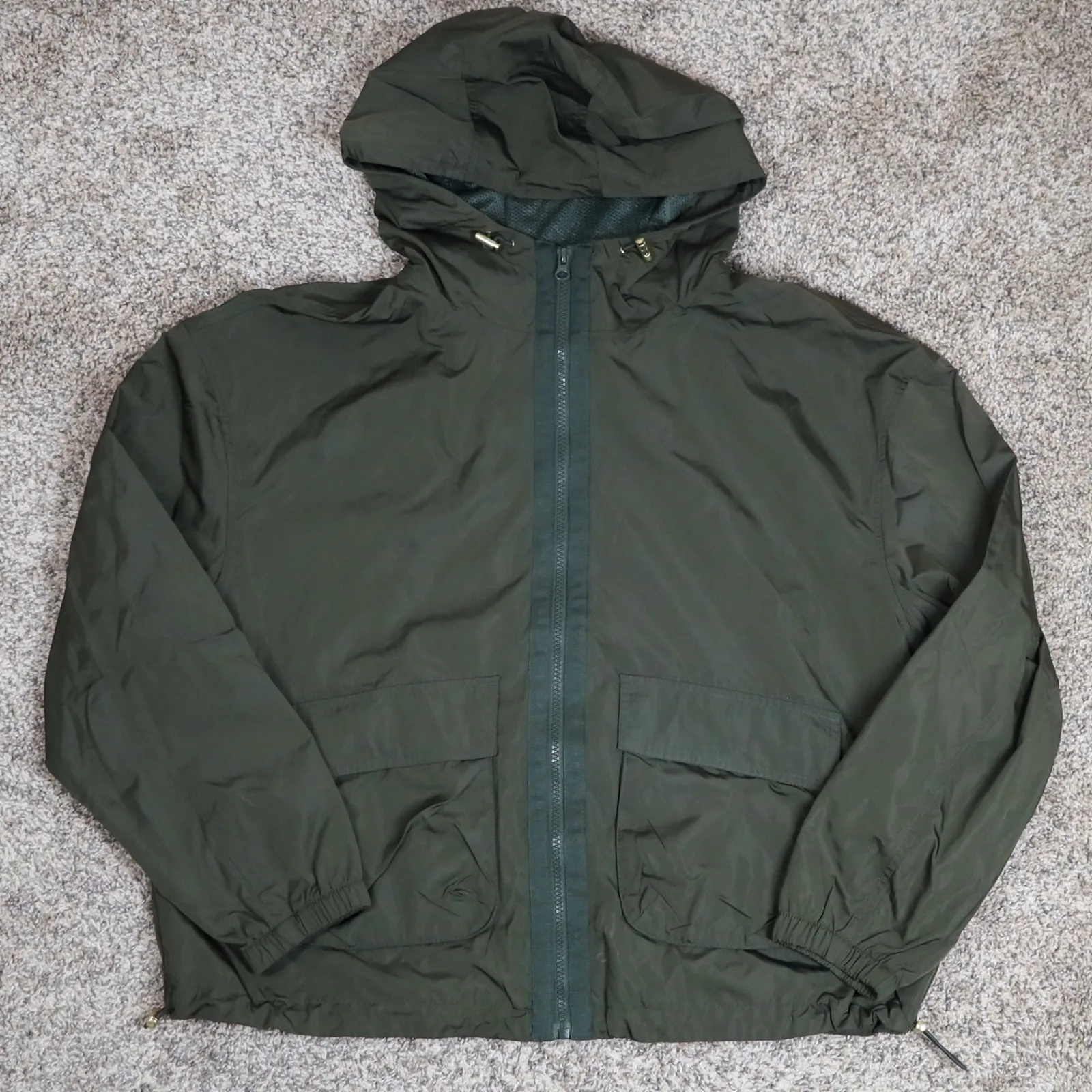 Old Navy Women Green Lightweight Hooded Anorak Jacket Size L - Image 2