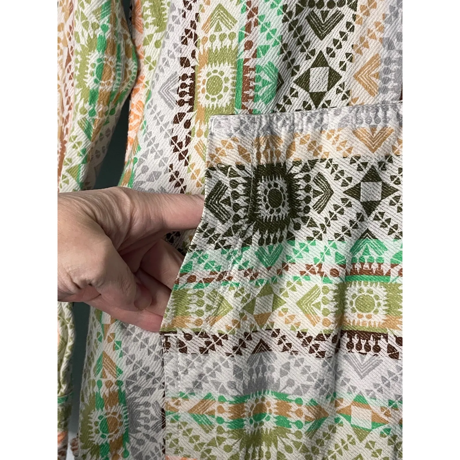 KAVU Southwest Geometric Print Zip Up Hoodie Sweatshirt Womens XS - Image 4