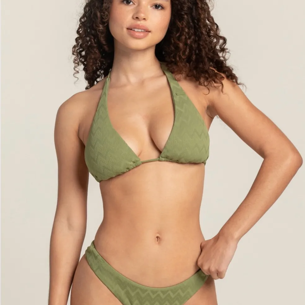 New ROXY Junior’s Current Coolness Elongated Triangle Bikini Top Green M… - Image 5