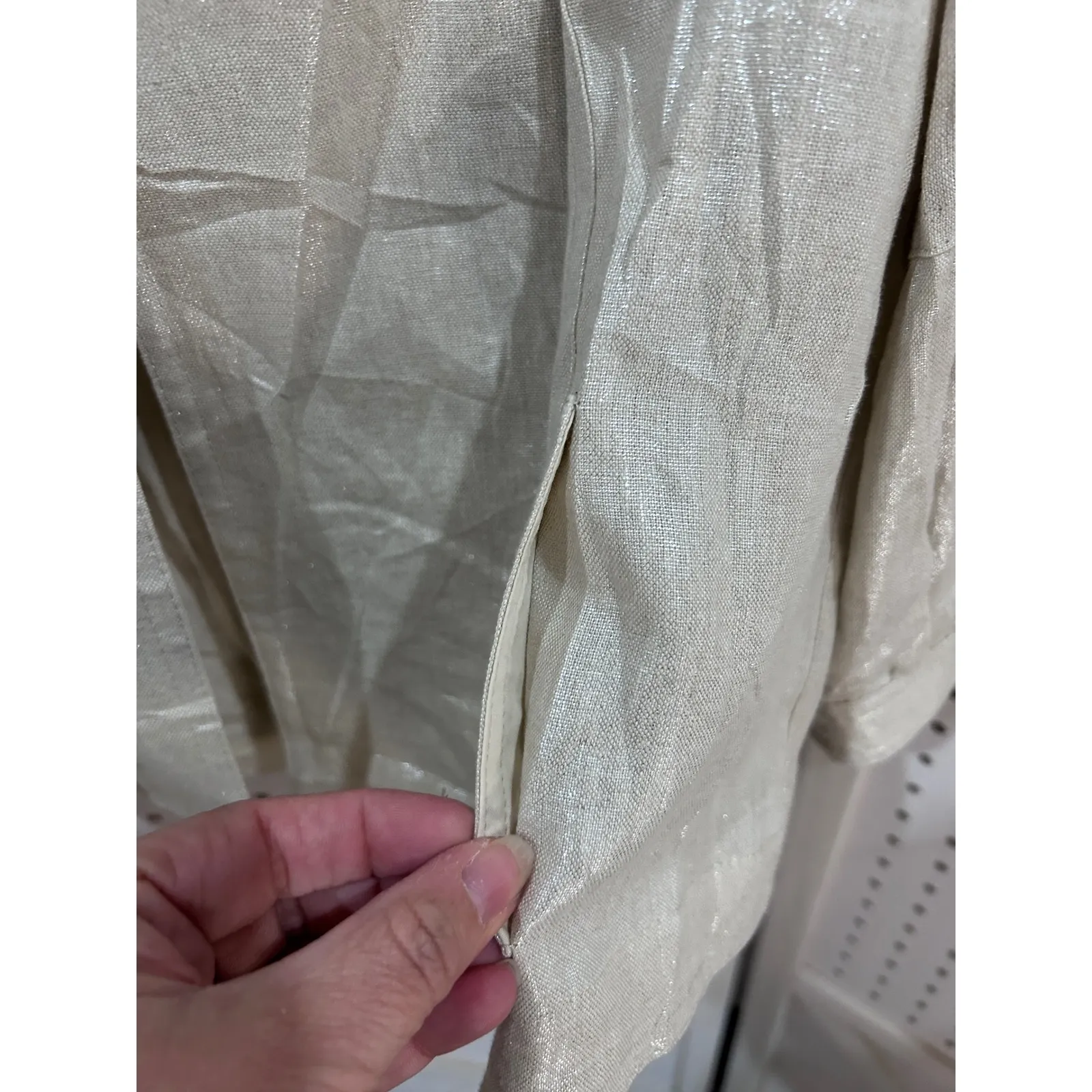 ana a new approach metallic linen blend jacket womens large Gold - Image 6