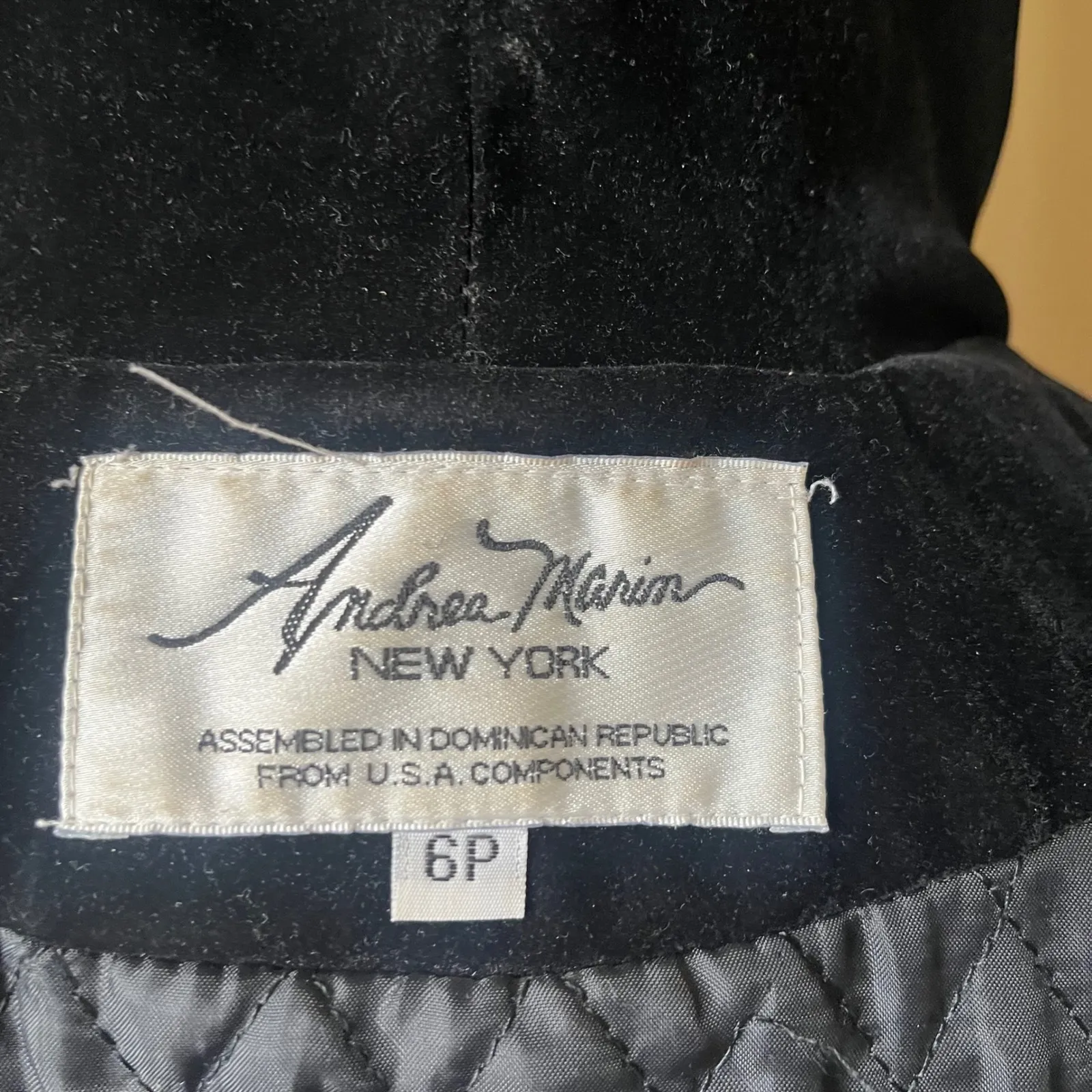 Vintage Andrea Marin Black Hooded Wool Long Coat Size 6P Petite Minimalist - Image 6