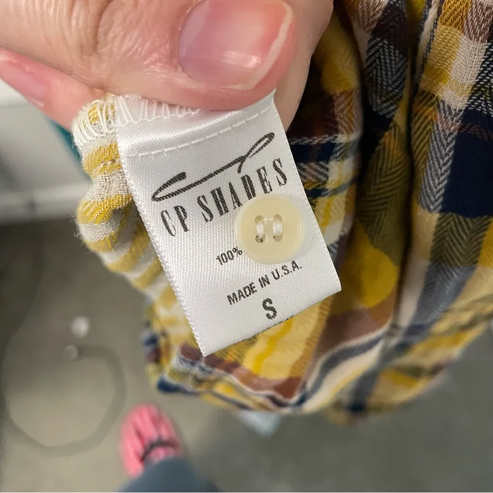 CP Shades Yellow Plaid 100% Cotton Long Sleeve Button Up - Image 4