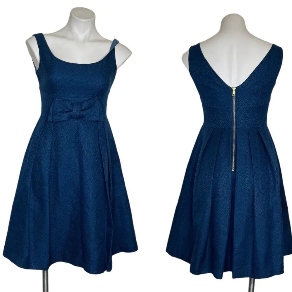 MIRROR OF VENUS Beau Dress V Back Blue Sleeveless Pockets Fit & Flare Size 2 - Image 11