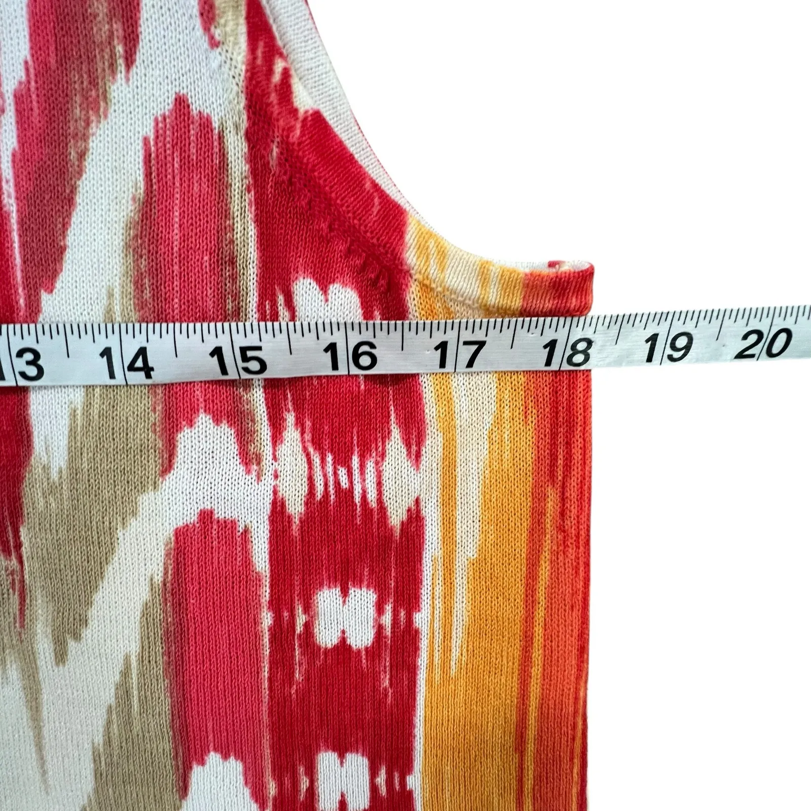 Chicos Sweater Knit Tank Top Womens M Red Orange Abstract Resort Boho Chic Art - Image 5