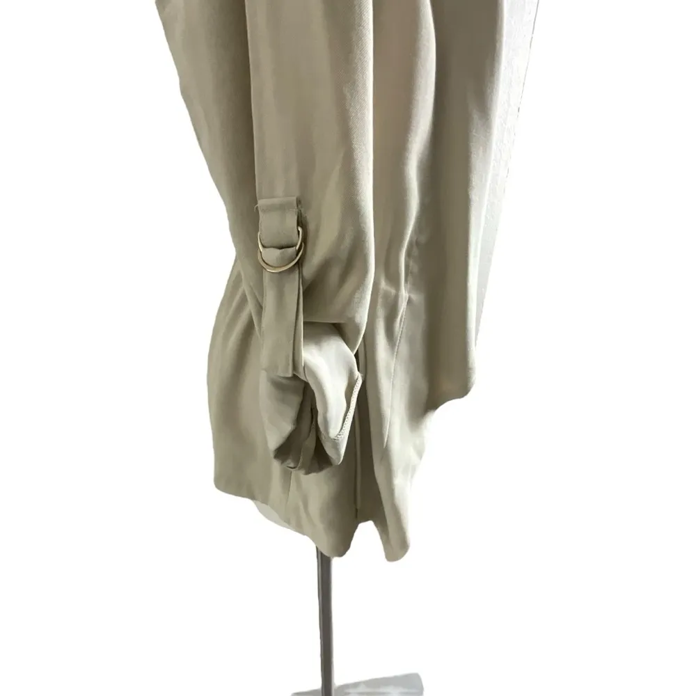 Zara Beige Fluid Oversized Drape Open Front Roll Tab Drawstring Waist Jacket - Image 10