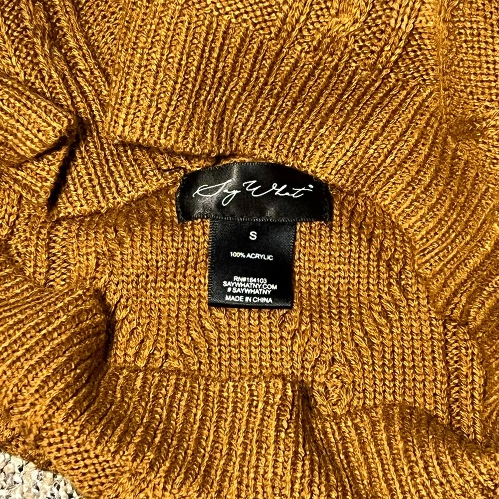 Say What Size (s) caramel color cable knit tank and attached turtle neck shrug - Image 3
