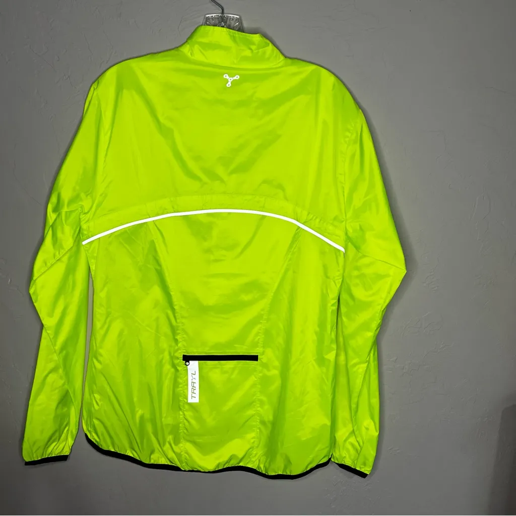 Trayl Women's Highlighter Yellow Cycling Running Windbreaker Packable Jacket Size L - Image 8
