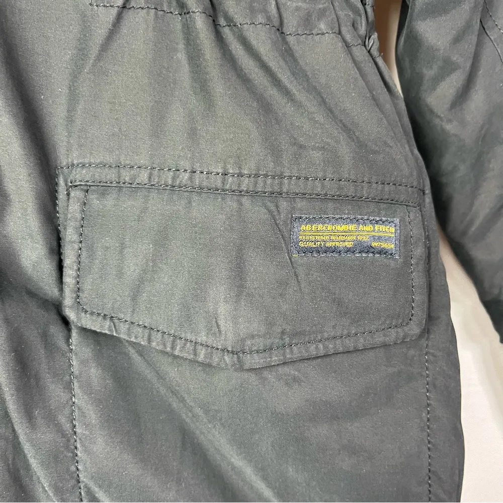 Abercrombie & Fitch Navy Blue Sherpa Lined Military Parka Jacket M - Image 7