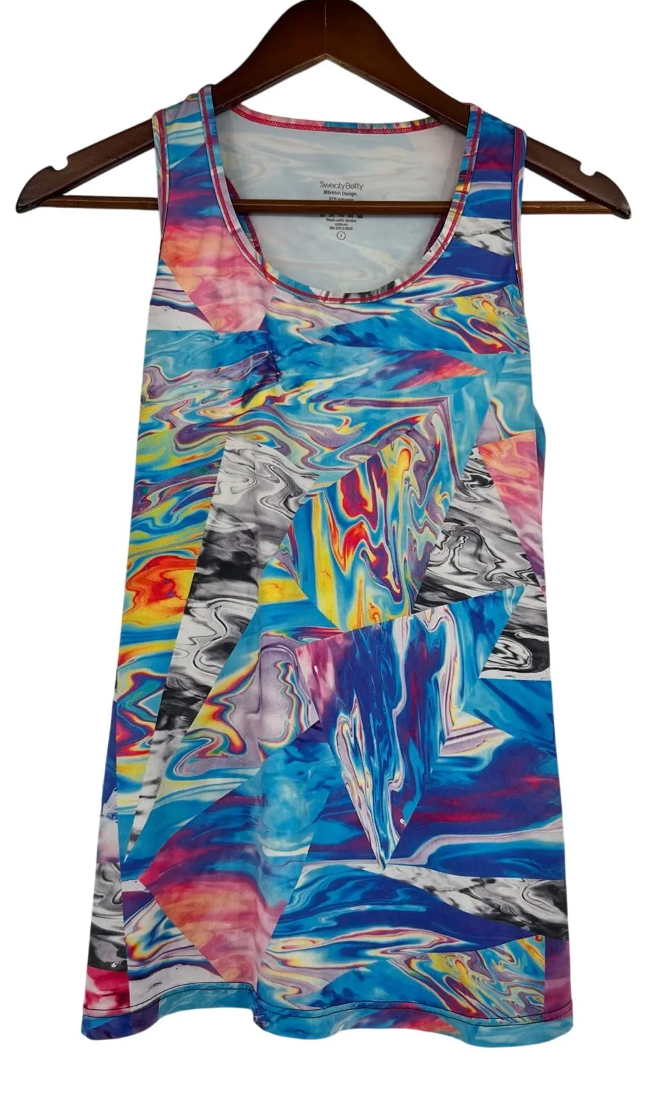 Sweaty Betty bright colorful sleeveless work out tank top abstract size large - Image 1