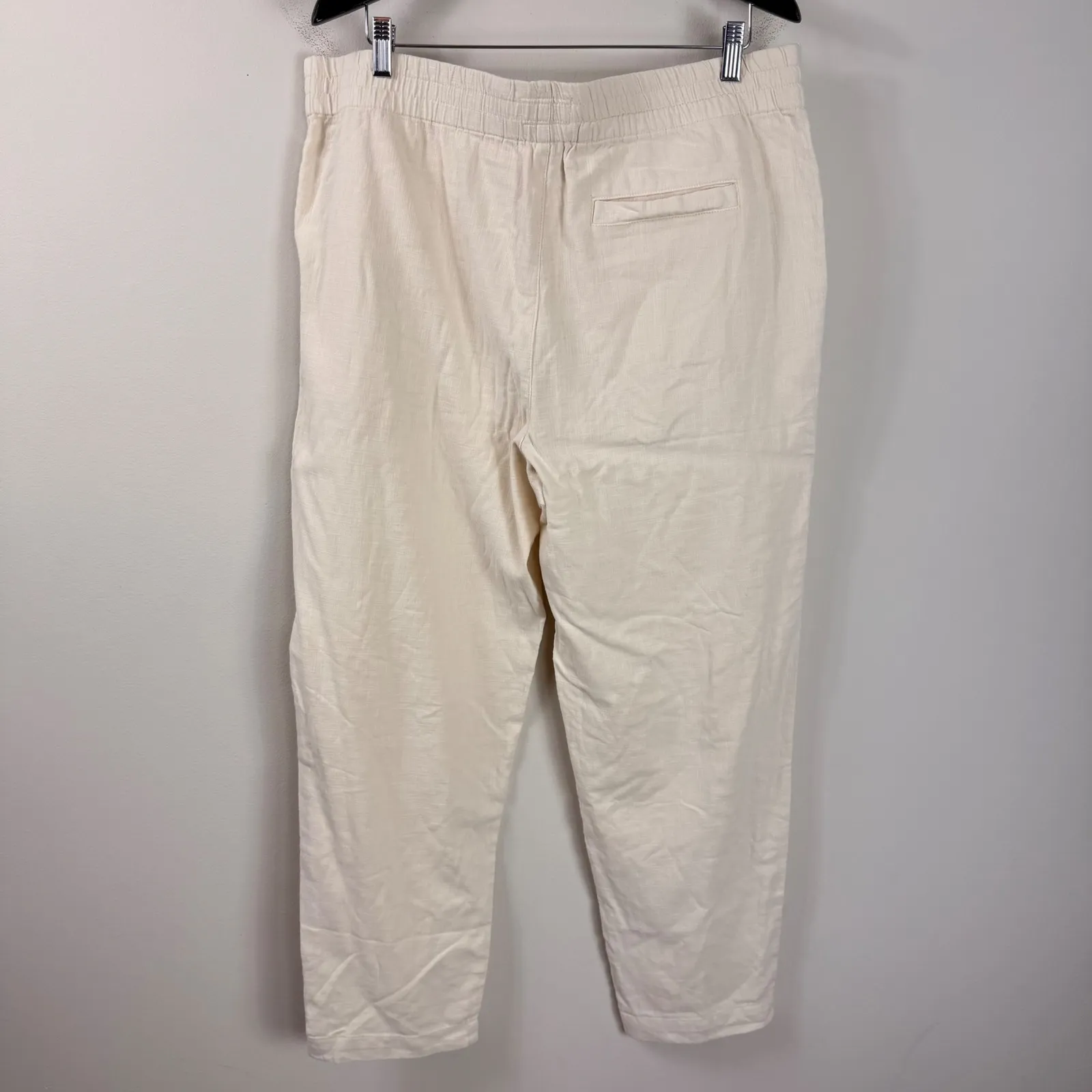 Maine Layer Elle Relaxed Crop Cotton Textured Pull On Pant Cream XL - Image 6