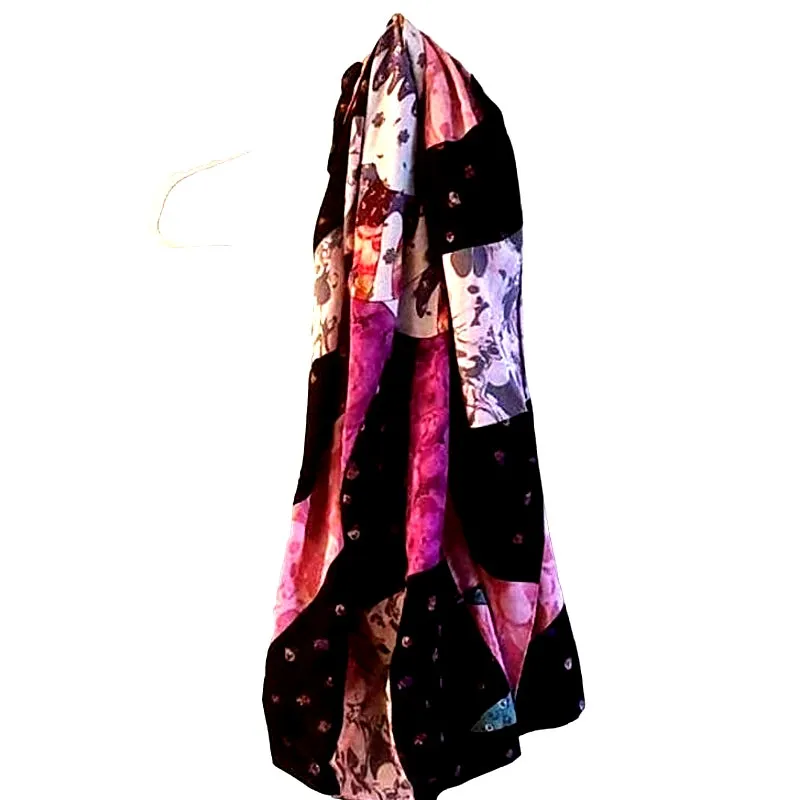 Women’s Multicolor Floral Patchwork Shoulder Wrap Scarf One Size – EUC Pink - Image 3