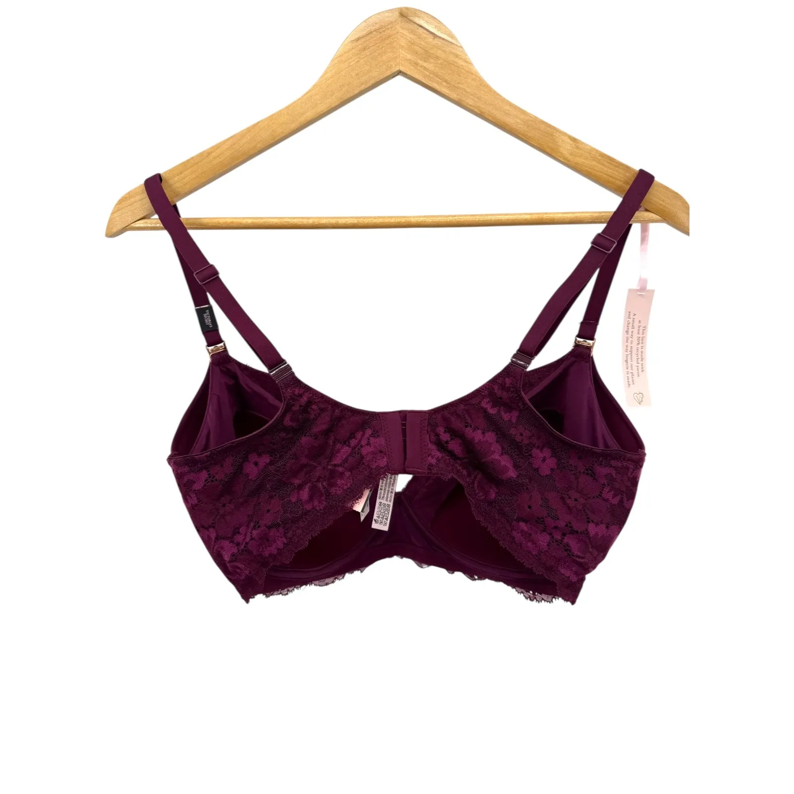 Victoria's Secret Body by Victoria Wireless Nursing Bra 36DDD Burgundy Lace Wing - Image 7