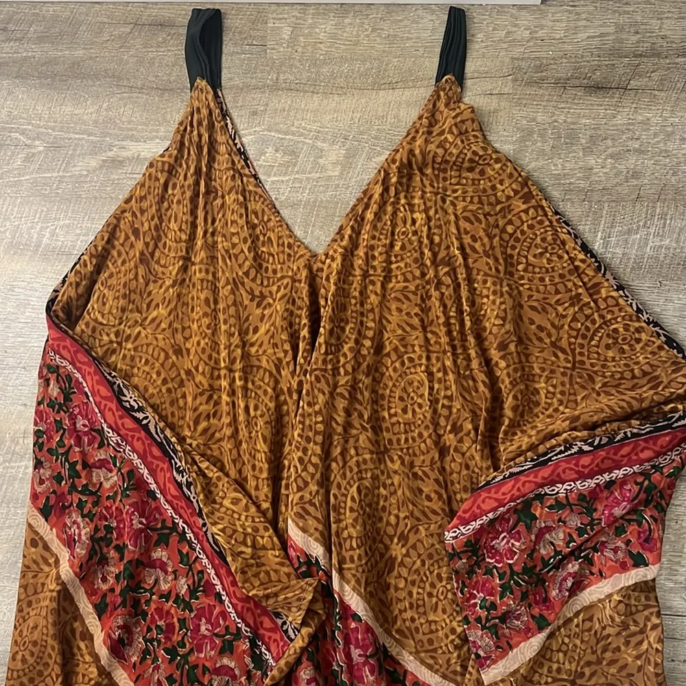 Indie Ella Boho Floral Silk Onesie Brown Size undefined - Image 2