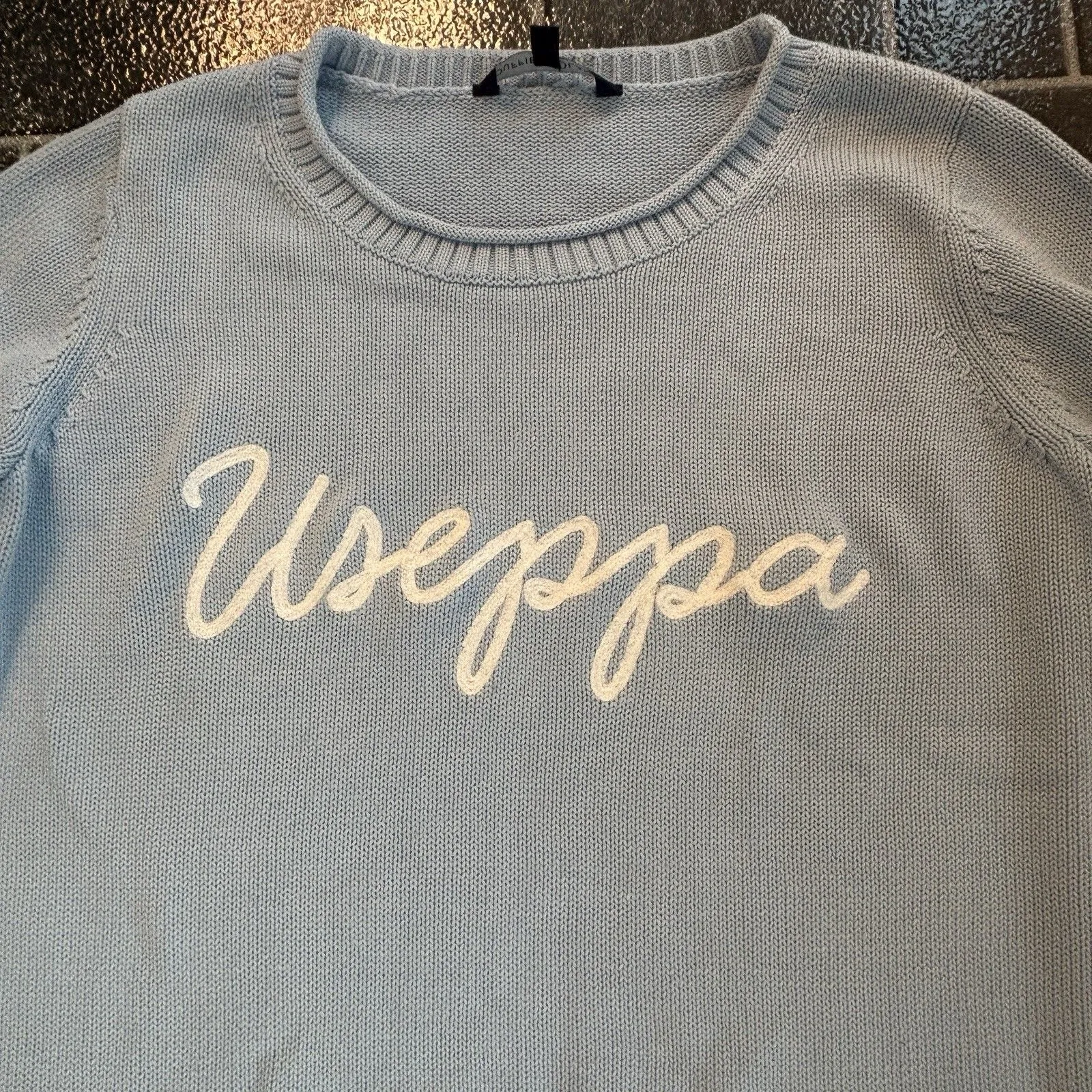 Duffield Preppy Lane Heirloom Cotton Women's Useppa Light Blue Sweater Sz M Size M - Image 3