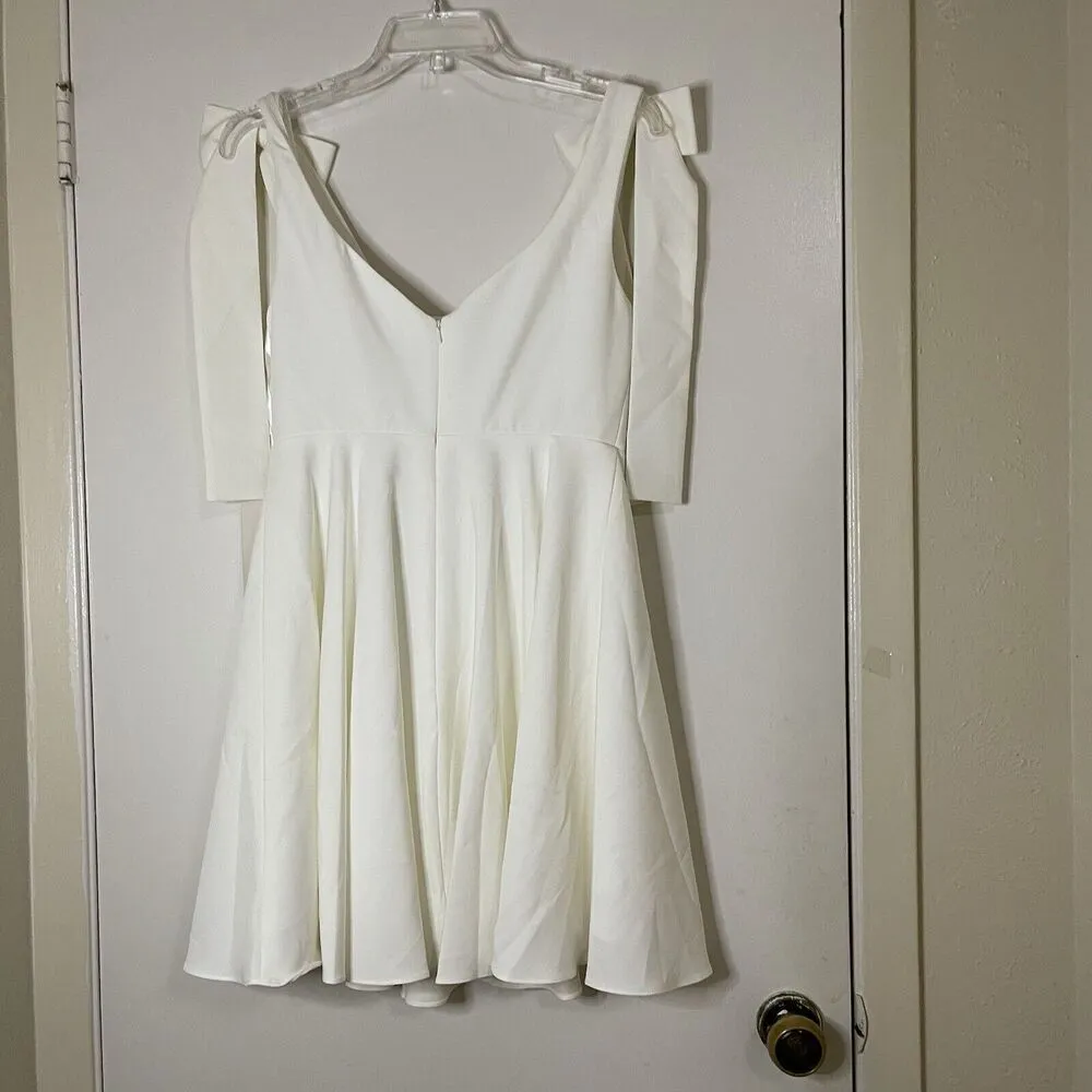 NEW! Revelry Millie Crepe Mini Dress white pearl wedding bridal party US Size 8 - Image 7