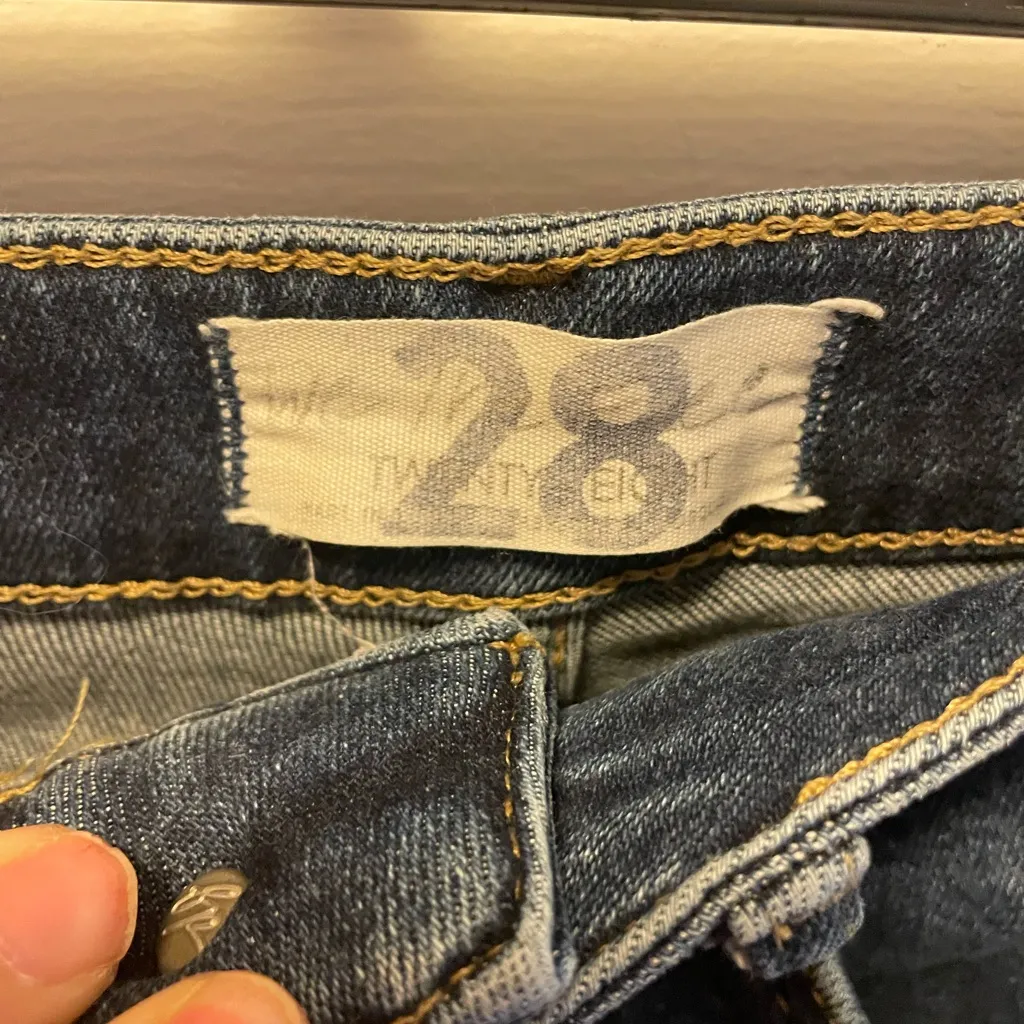 We the Free Free People Distressed Hem High Rise Jeans Denim Size 28 - Image 3