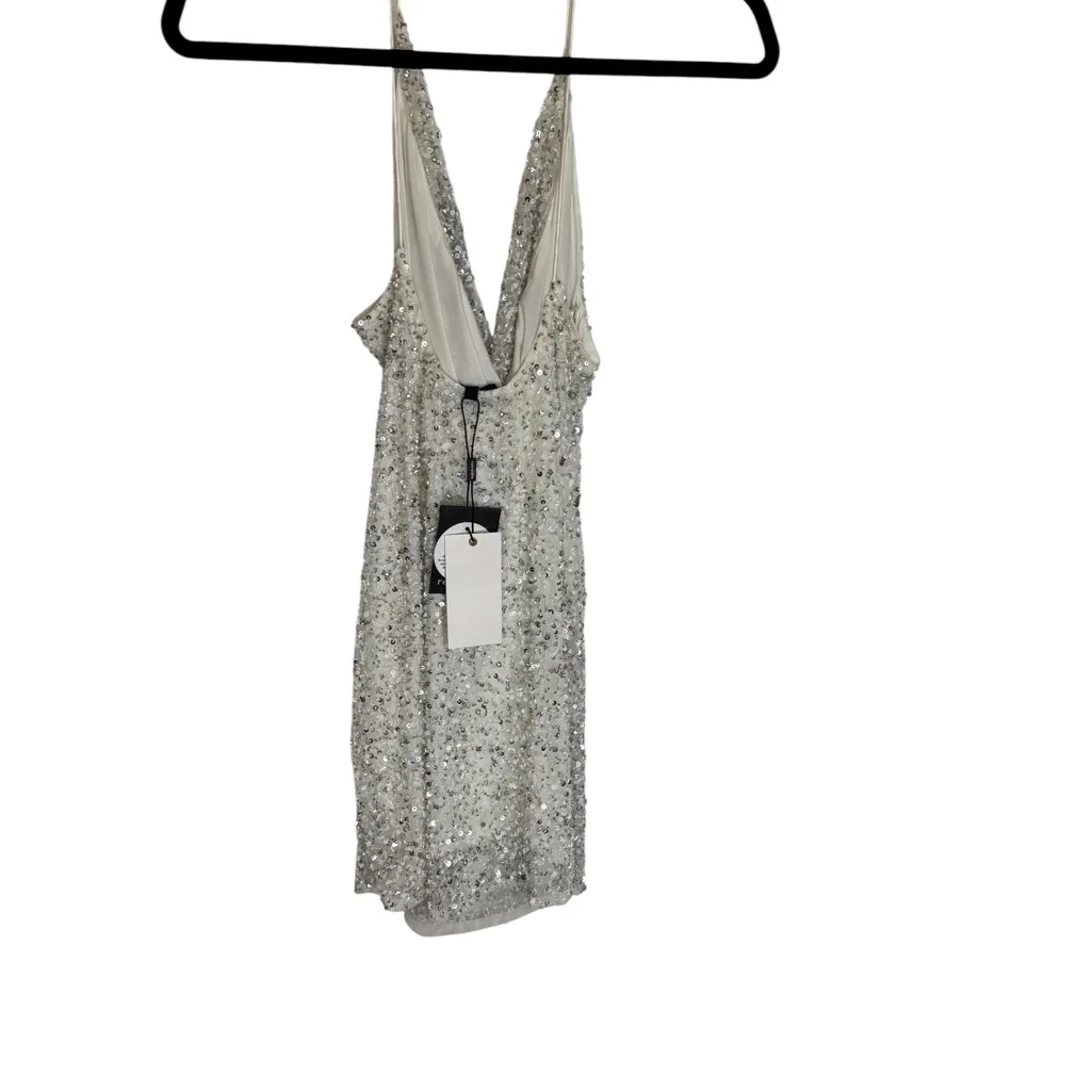 Retrofete MICH SEQUIN mini DRESS white silver size S Gray - Image 4