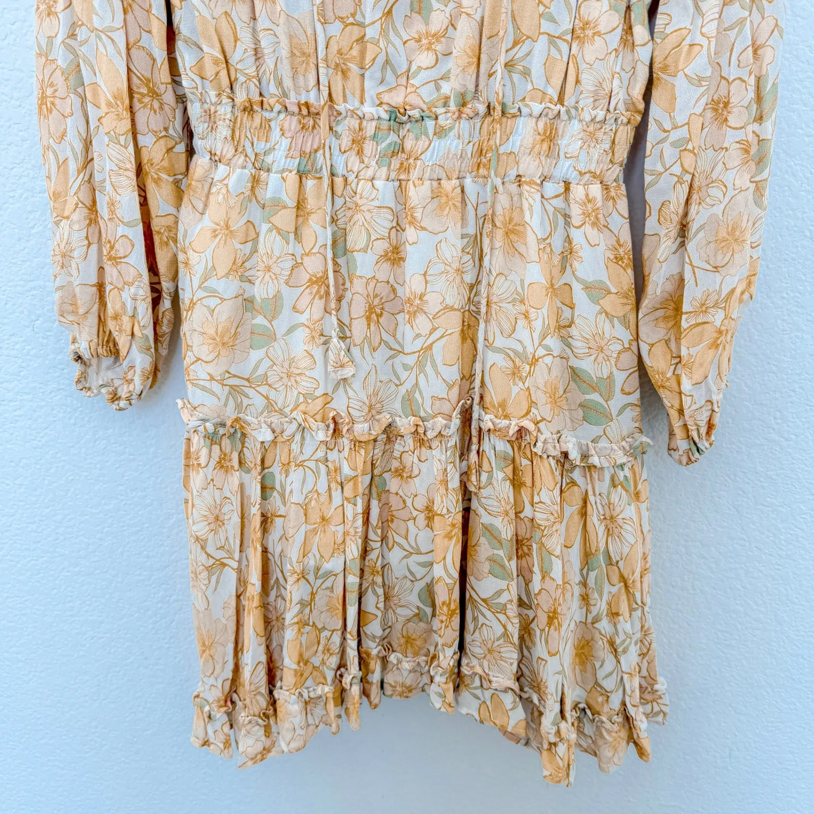 Dear John Womens Dress Size S Floral Long Sleeve Ruffle Boho Cottage Romantic‎ - Image 4