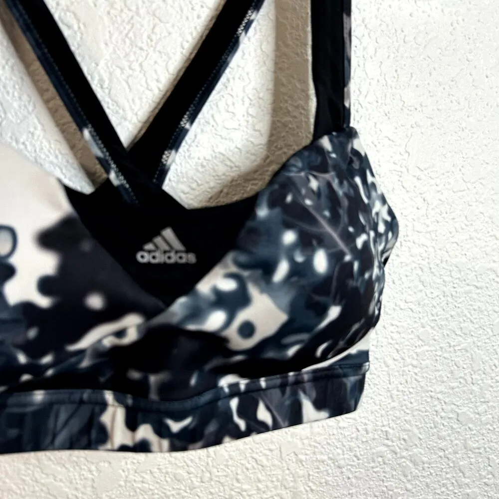 Adidas Supernova Graphic Bra Womens Size Medium Black Blue White Padded - Image 3