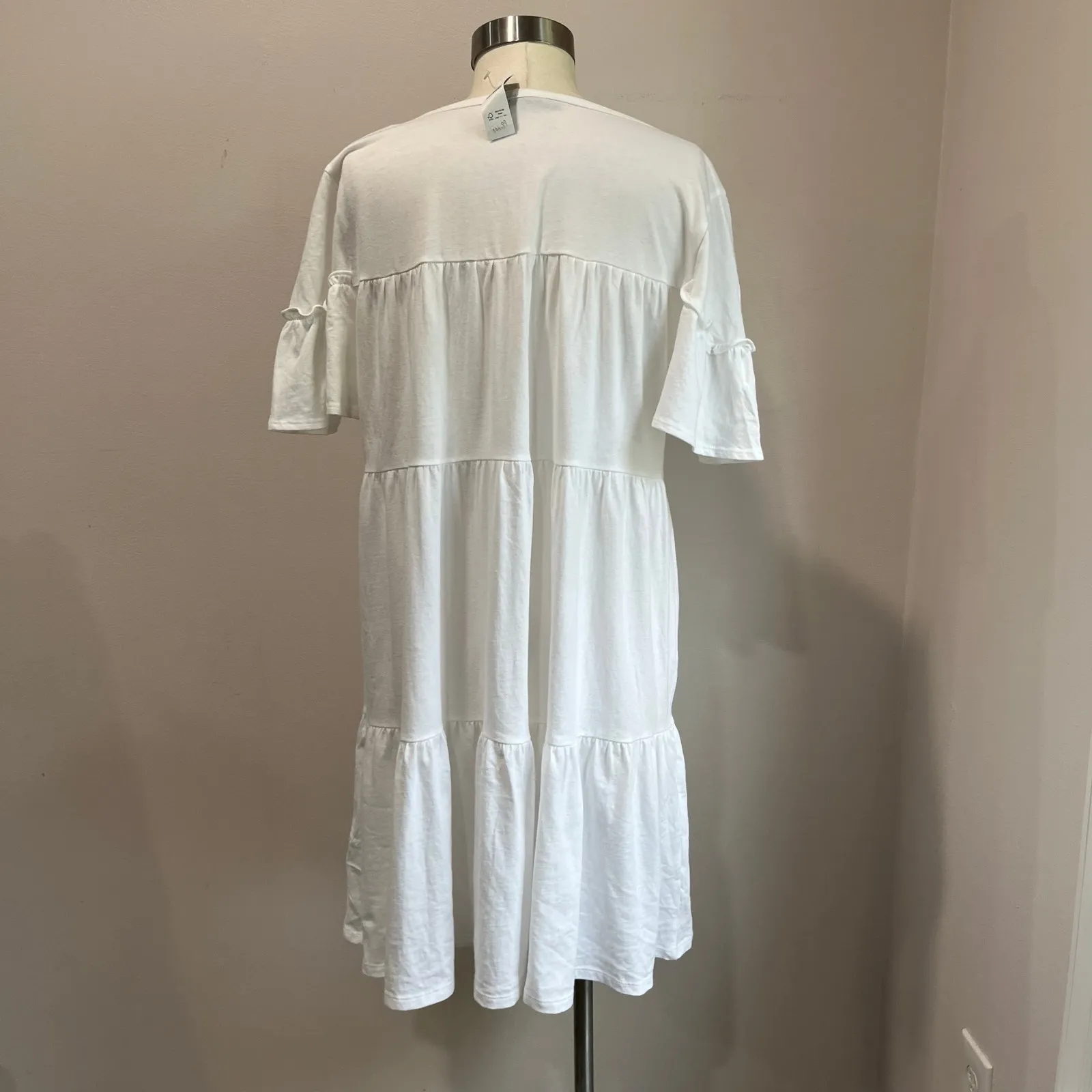 J.Crew White Cotton Tiered Dress Large NWT Resort Beach Clean Girl Minimal Sz L - Image 3