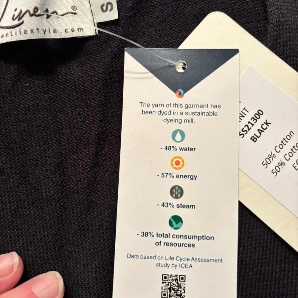 iLinen Classic Cotton Tank Top Black Women's Size S Ecotec Yarn NWT - Image 4