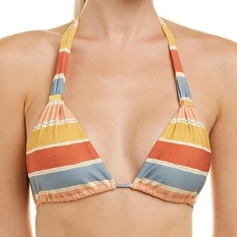 VIX PAULA HERMANNY Guadalupe Striped Triangle Bikini Top Small - Image 1