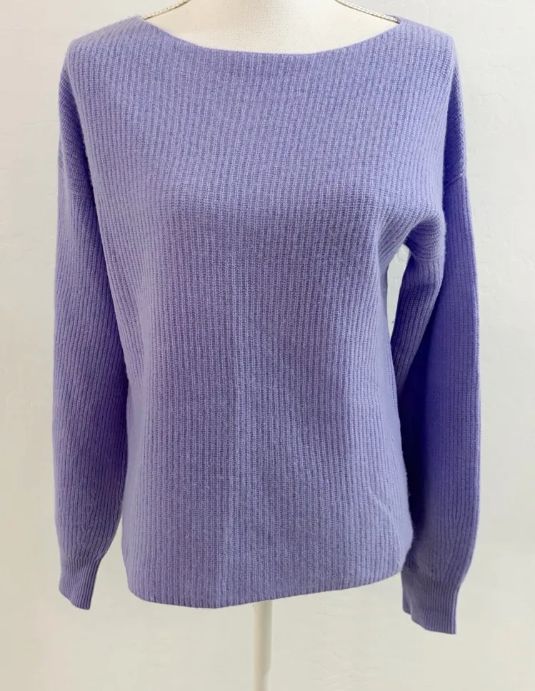 Sundance Periwinkle Cashmere Boat Neck Ribbed Knit Sweater Size S - Image 1