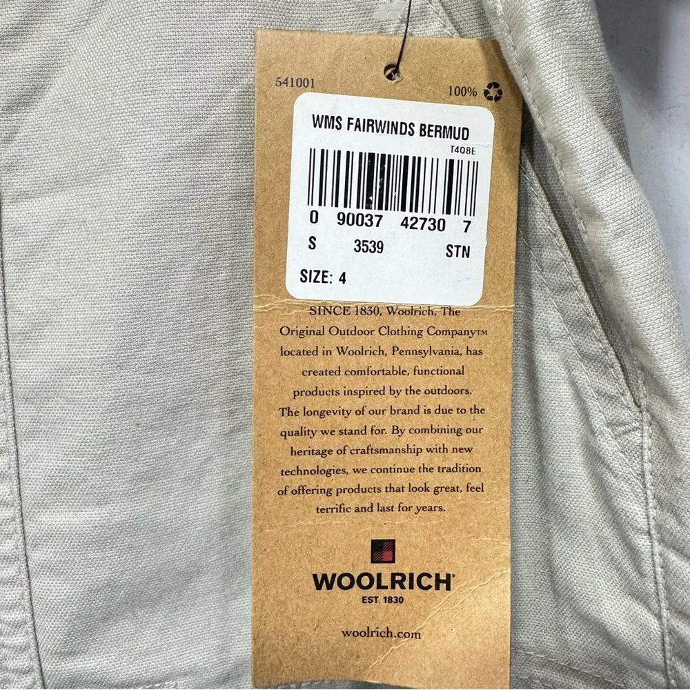 Woolrich Fairwinds Bermuda Cargo Utility Shorts in Stone Khaki Tan Size 4 - Image 4