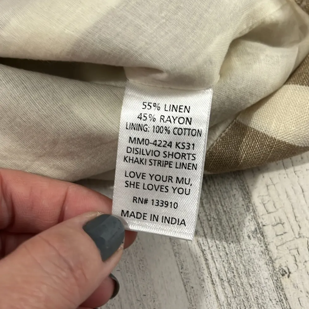 Show Me Your Mumu  Disilvio Khaki Stripe Linen Shorts Size Small NWT - Image 13