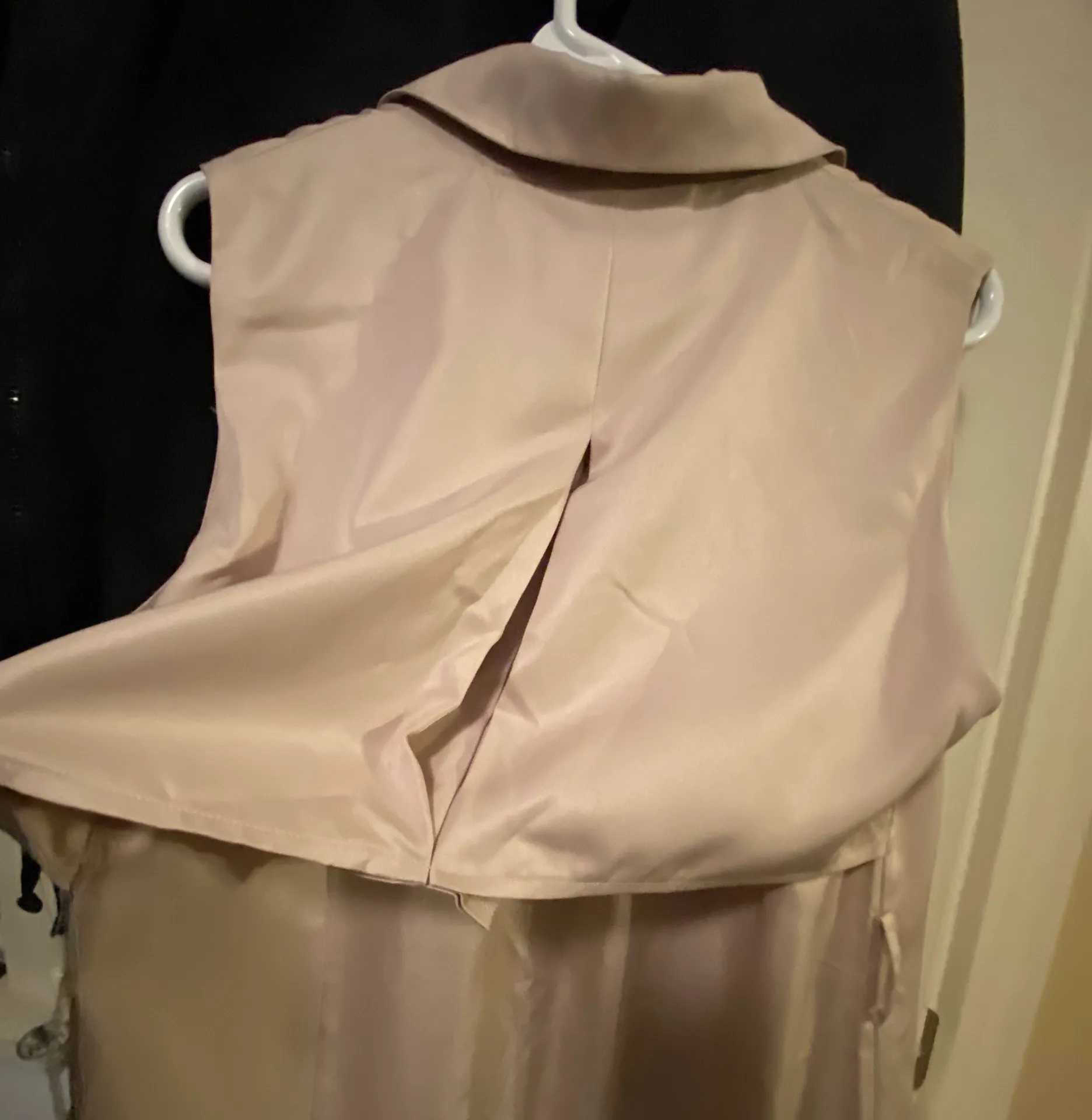 TEA N CUP LOS ANGELES DOUBLE BREAST COLAR KHAKI SLEEVELESS SHIRT DRS L - Image 5