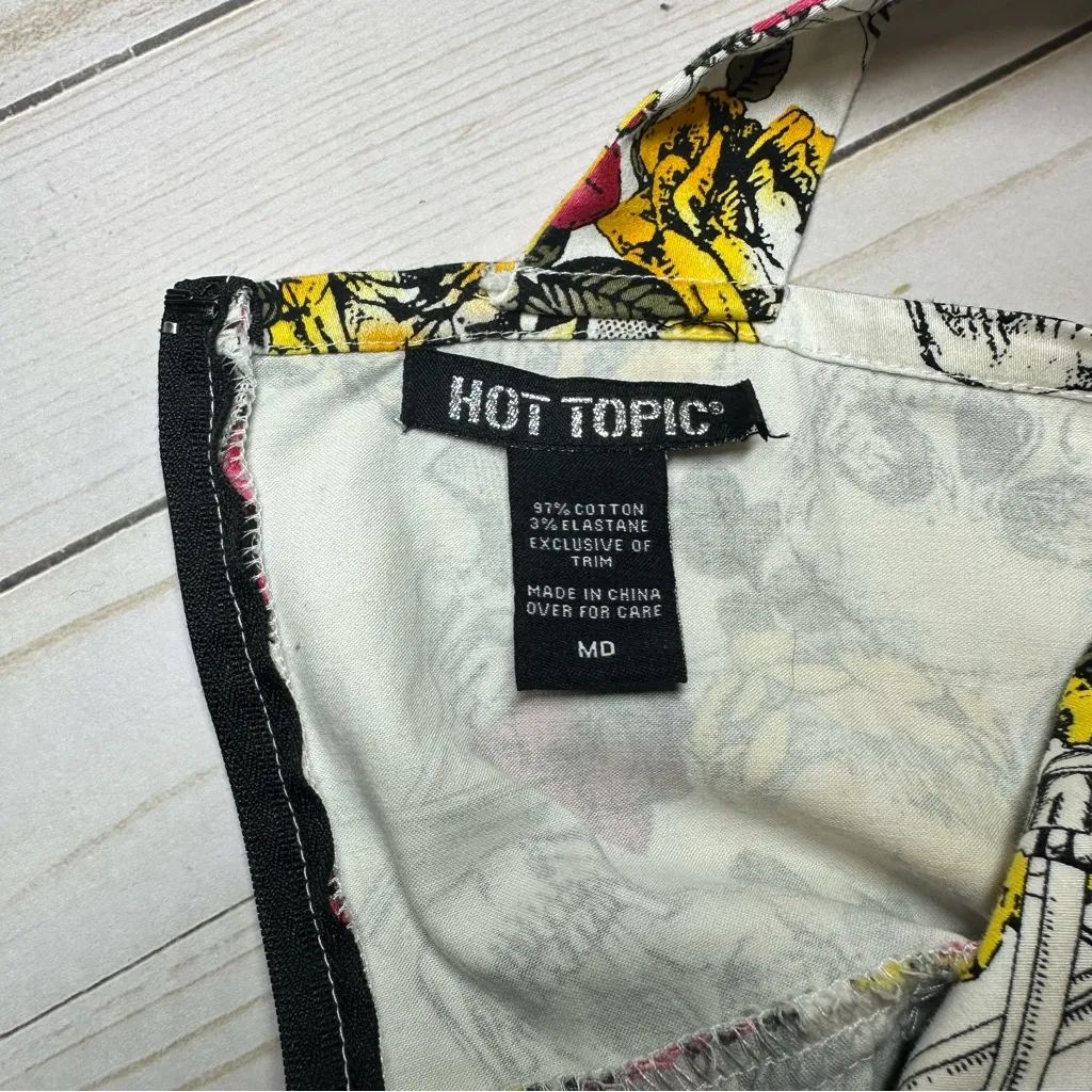 Hot Topic‎ Dress Skulls Floral Sundress Womens Medium Unique Punk - Image 3