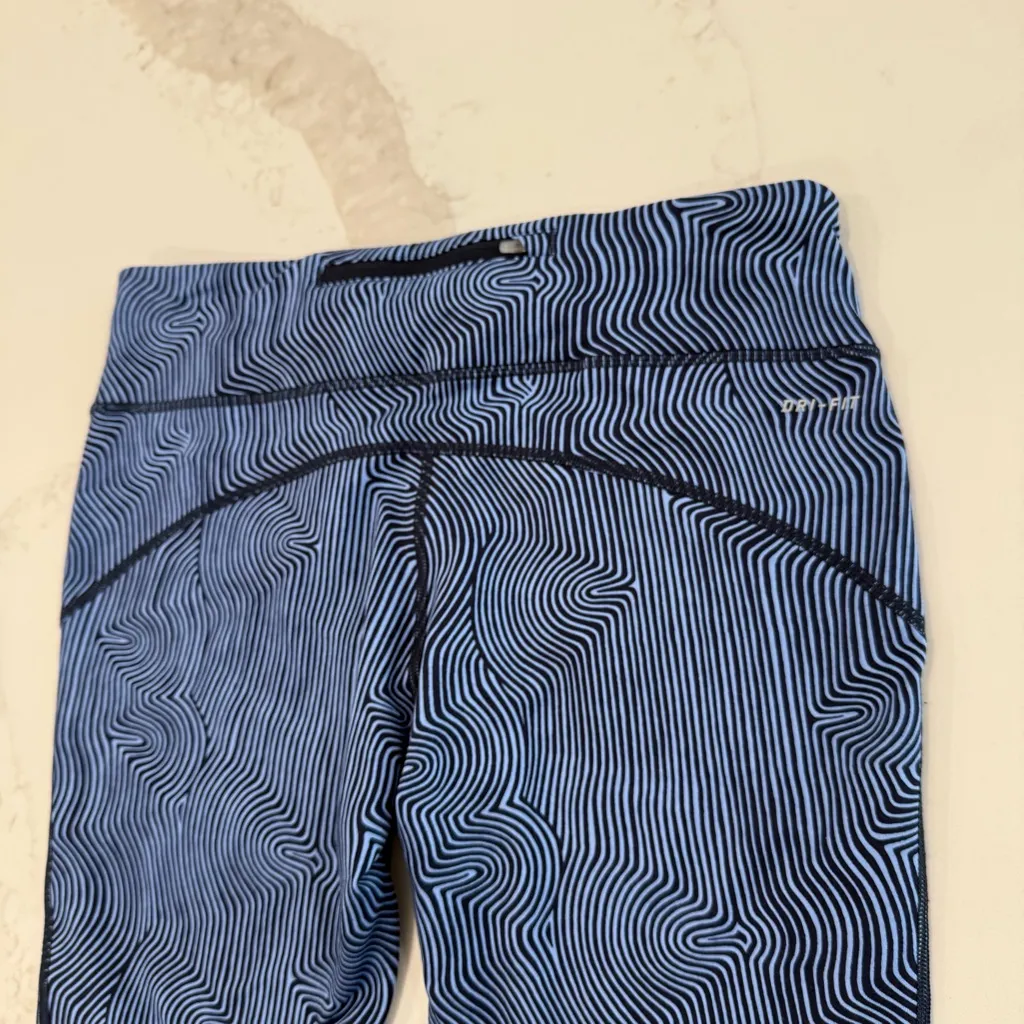 Nike Dri-Fit Zen Epic Running Crop Leggings Women’s Large Blue Abstract Athletic - Image 10